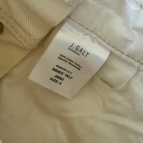 J. Galt Shortalls Cream Raw Hem Shorts Overalls Size S Cotton - Picture 7 of 7